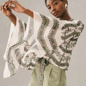 Anthropologie Printed Wrap Top One Size